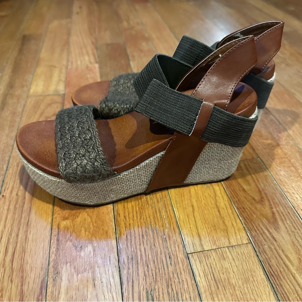 Mia Brown 5.5 Wedges Lenny‎ GG1741 Sandals - Picture 3 of 7